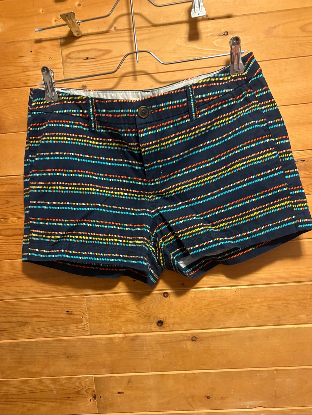 Merona Navy Striped Multi-Color Women’s Jean Shorts